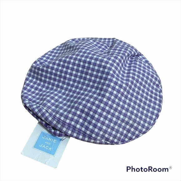 Janie & Jack Newsboy Cap NWT Purple Plaid Check - Picture 1 of 5